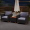 Costway 3PCS Patio Rattan Furniture Set Cushioned Sofa Storage Table with Wood Top White/Black/Grey/Navy/Red/Turquoise